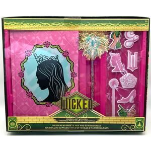 Wicked For Good Glinda Notebook PomPom Pen Sticker Set Witch Whimsy Pink Green